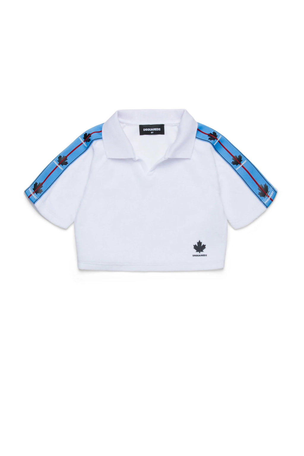 POLO T - SHIRT IN SPUGNA BIANCA CON BANDE LATERALI DSQUARED2 - Angel Luxury