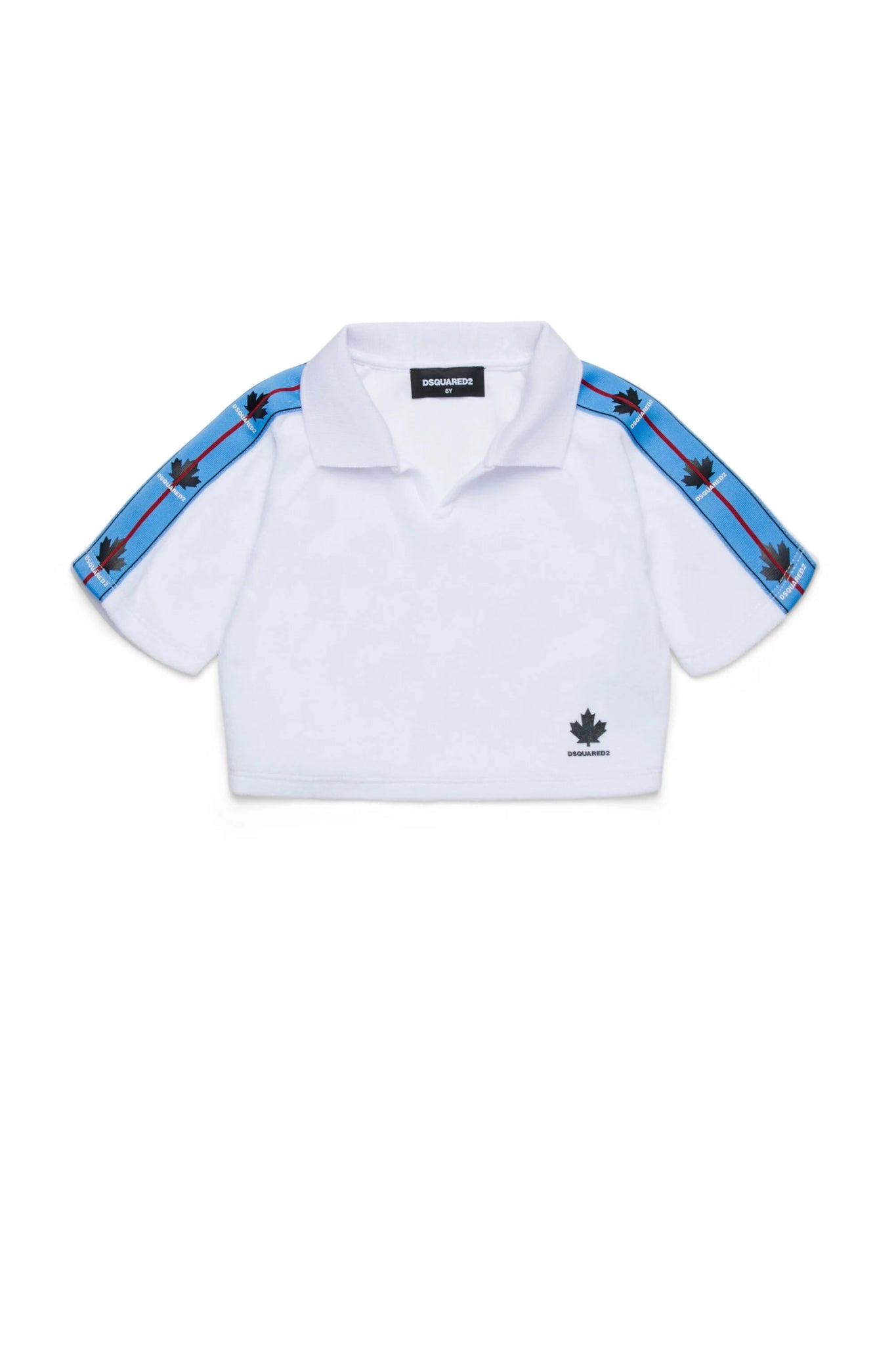 POLO T - SHIRT IN SPUGNA BIANCA CON BANDE LATERALI DSQUARED2 - Angel Luxury