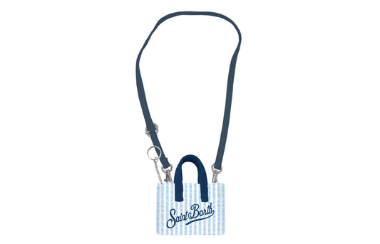PORTACHIAVI A RIGHE SOTTILI BIANCO E BLU CON LOGO MC2 SAINT BARTH - Angel Luxury