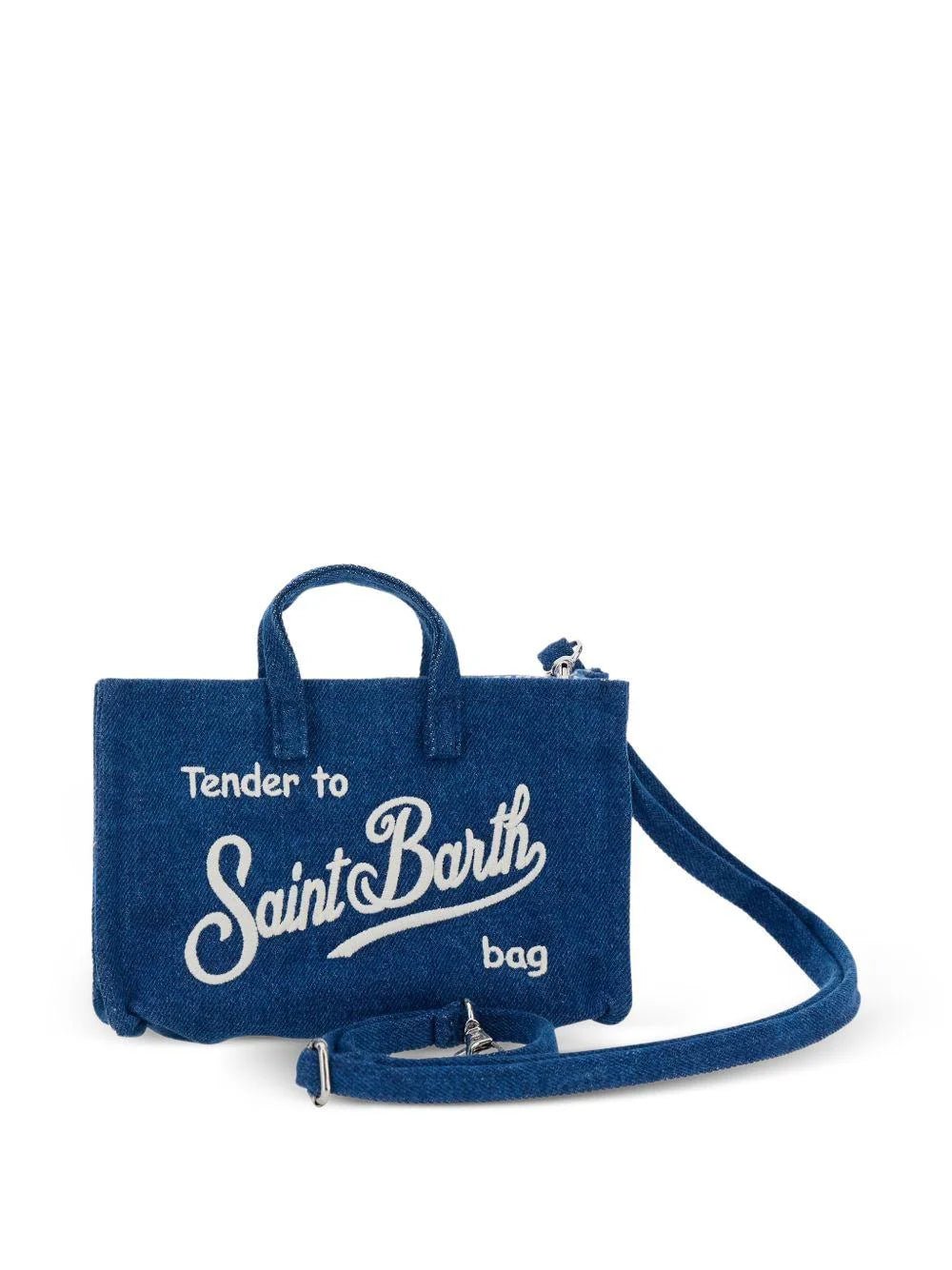 PORTACHIAVI IN DENIM BLU SCURO CON LOGO BIANCO MC2 SAINT BARTH - Angel Luxury