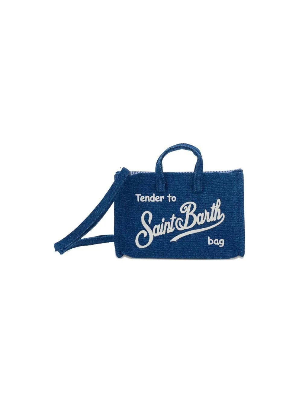PORTACHIAVI IN DENIM BLU SCURO CON LOGO BIANCO MC2 SAINT BARTH - Angel Luxury