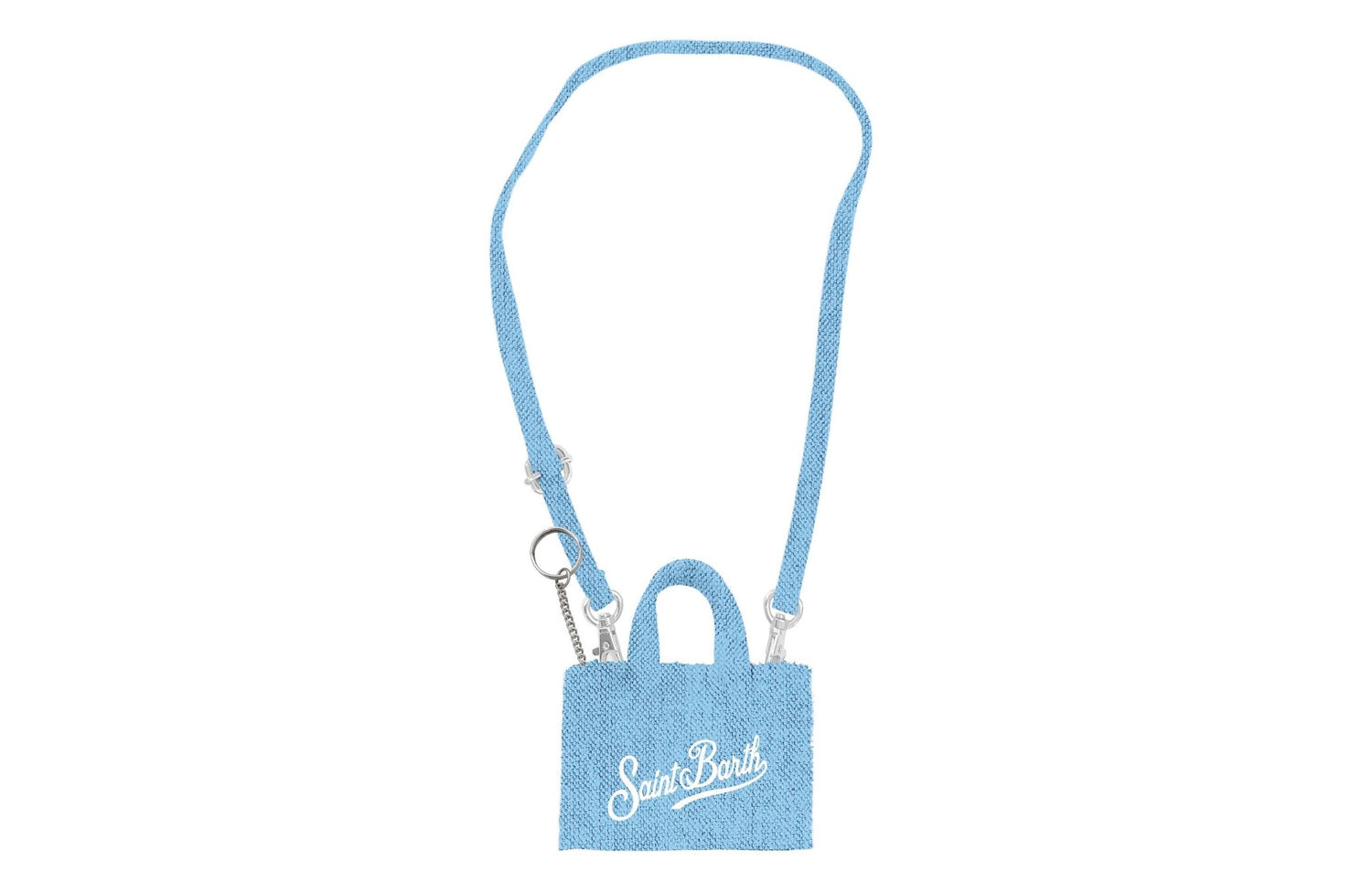 PORTACHIAVI IN TELA CELESTE CON LOGO BIANCO MC2 SAINT BARTH - Angel Luxury