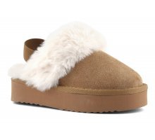 SABOT BEIGE CON PELLICCIA BIANCA COLORS OF CALIFORNIA - Angel Luxury