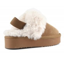 SABOT BEIGE CON PELLICCIA BIANCA COLORS OF CALIFORNIA - Angel Luxury