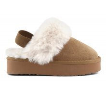 SABOT BEIGE CON PELLICCIA BIANCA COLORS OF CALIFORNIA - Angel Luxury