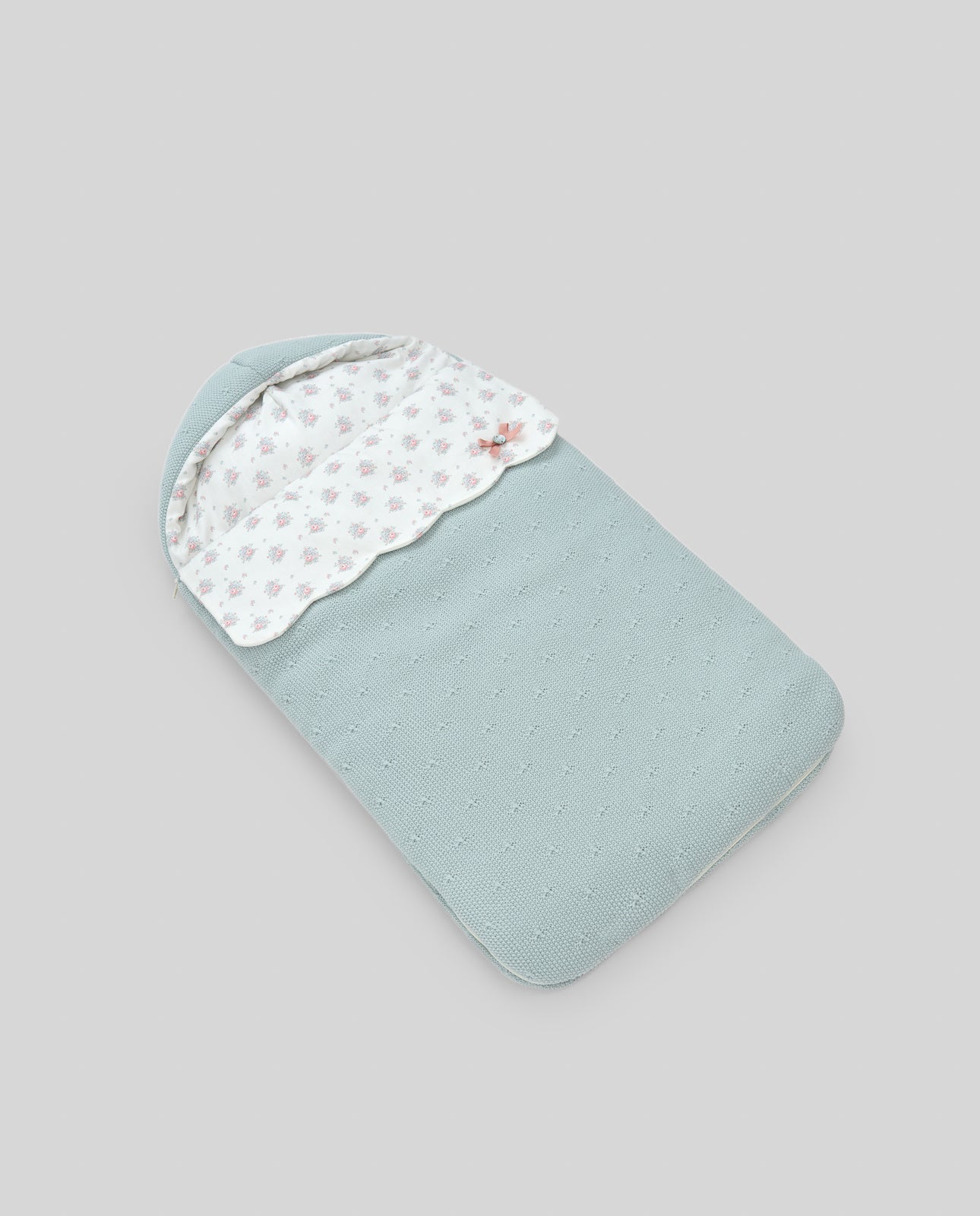 SACCO CULLA IN LANA VERDE TIZA CON FIORI PAZ RODRIGUEZ - Angel Luxury
