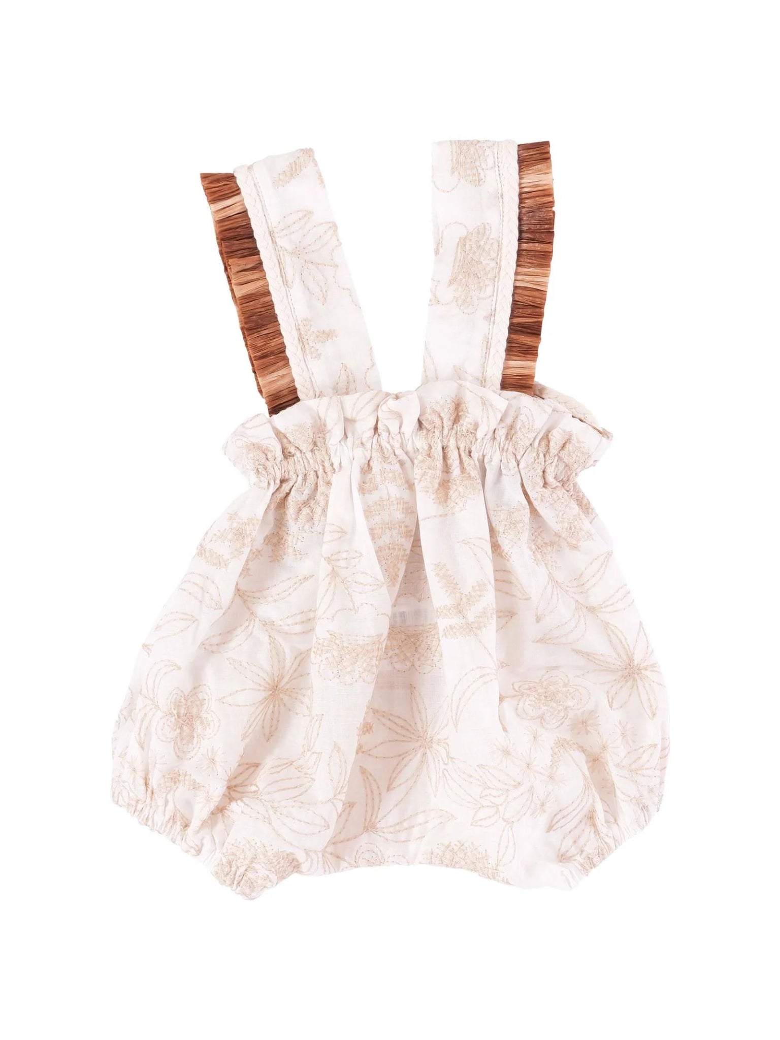 SALOPETTE BABY ECRU CON BRETELLE IN PAGLIA COCO' ET MAMA' - Angel Luxury