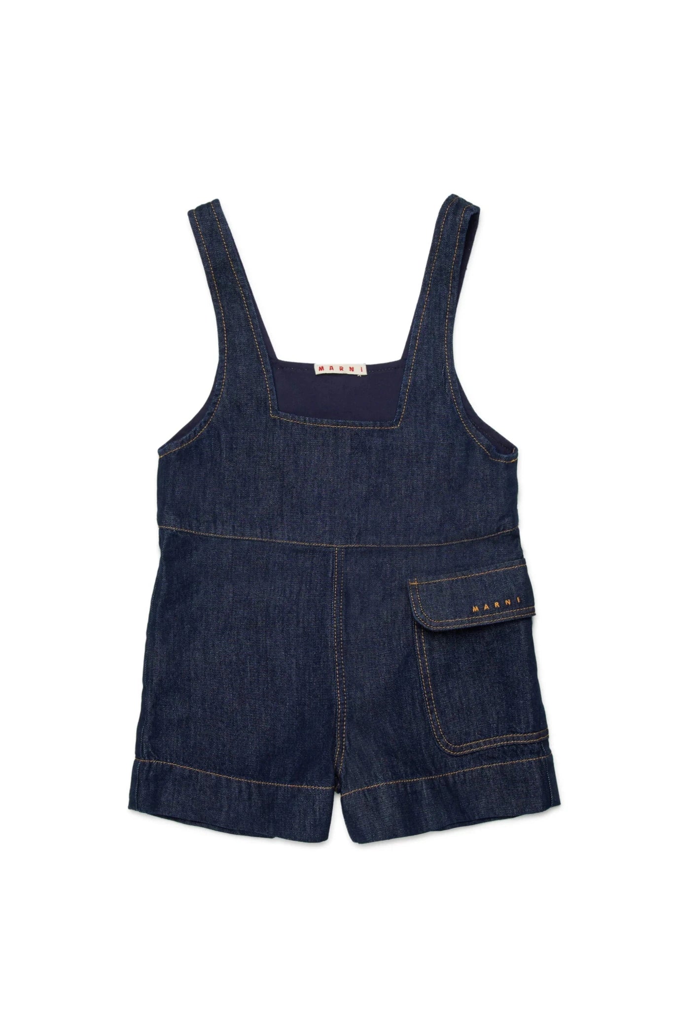 SALOPETTE IN DENIM BLU SCURO CON LOGO MARNI - Angel Luxury