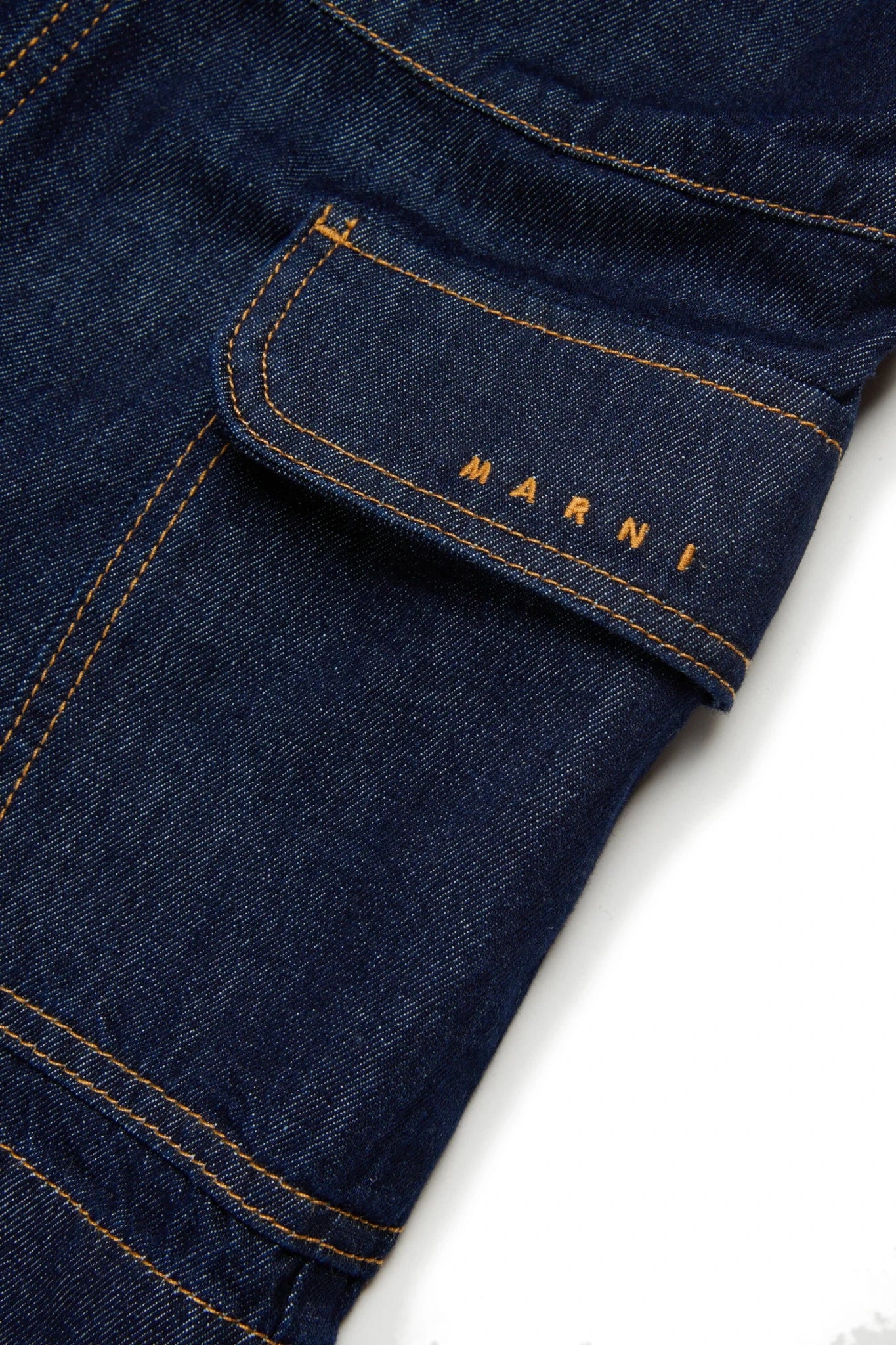 SALOPETTE IN DENIM BLU SCURO CON LOGO MARNI - Angel Luxury