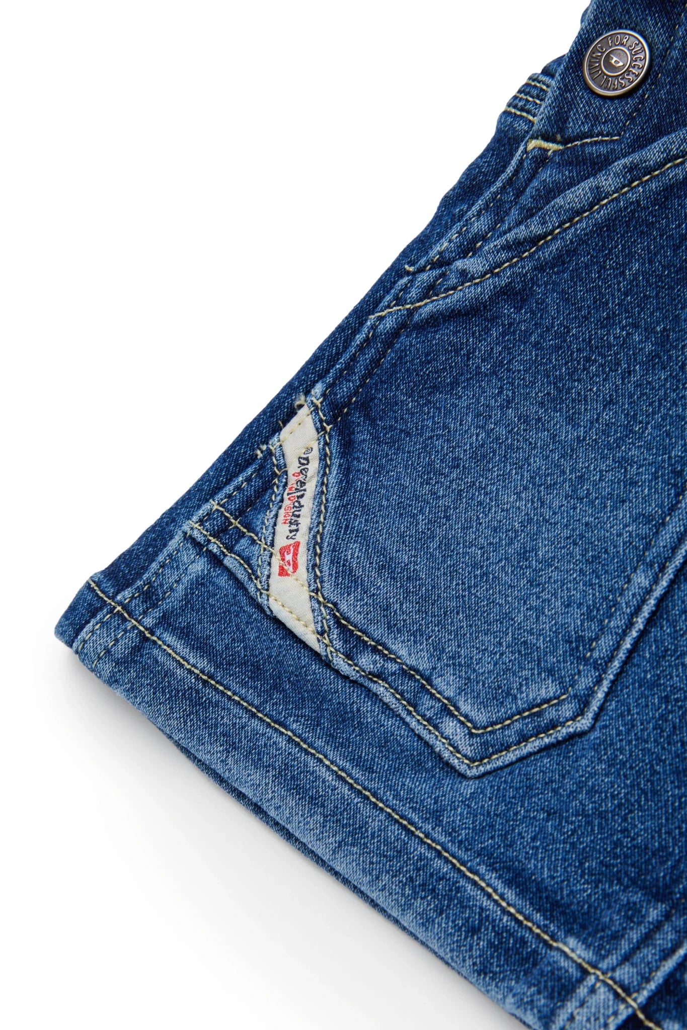SALOPETTE IN DENIM CON LOGO IN RICAMO ROSA DIESEL - Angel Luxury