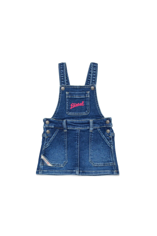 SALOPETTE IN DENIM CON LOGO IN RICAMO ROSA DIESEL - Angel Luxury