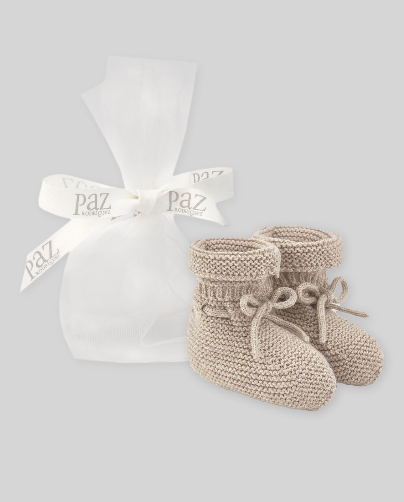 SCARPINE NEONATO IN LANA AVENA PAZ RODRIGUEZ - Angel Luxury