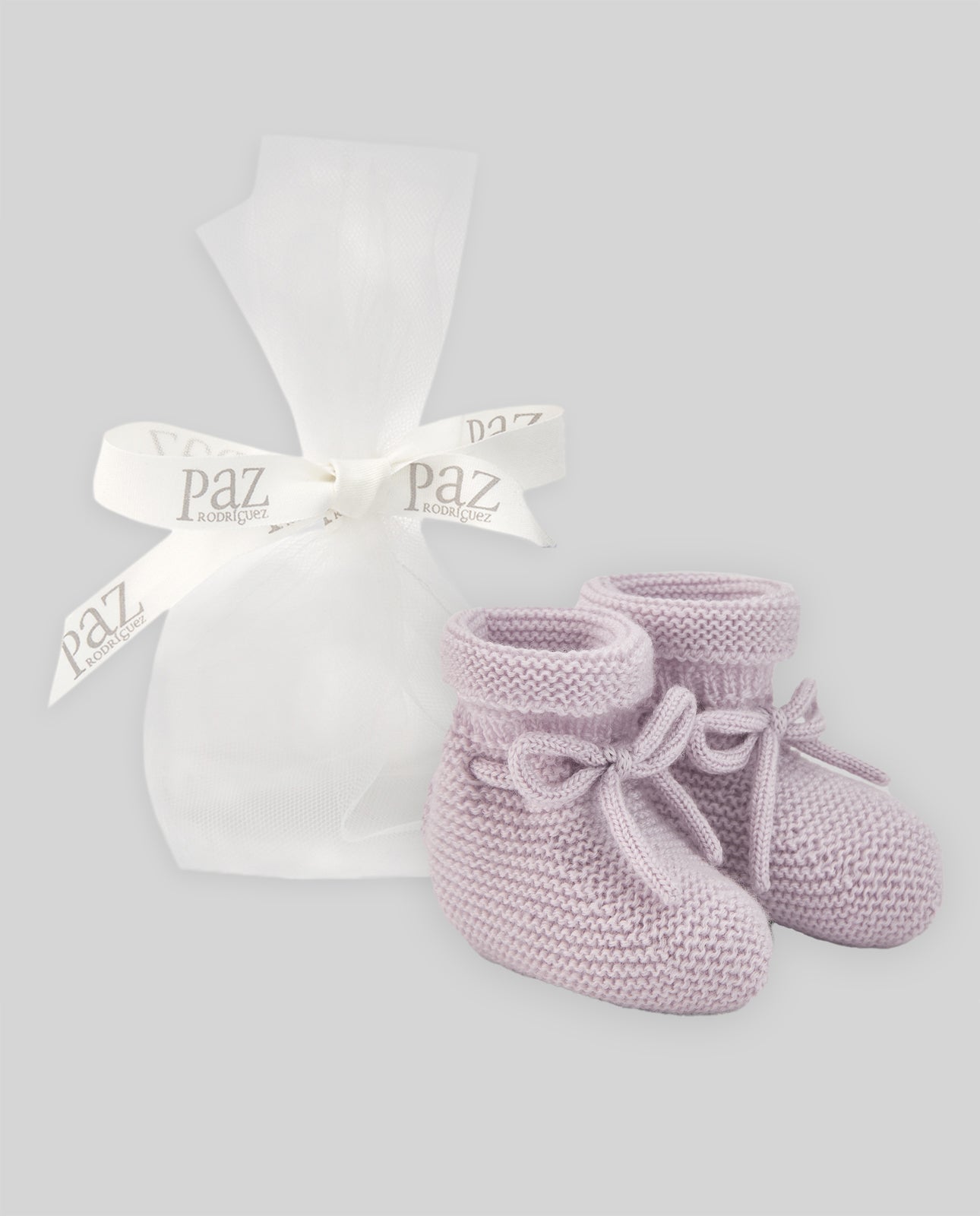 SCARPINE NEONATO IN LANA MALVA PAZ RODRIGUEZ - Angel Luxury
