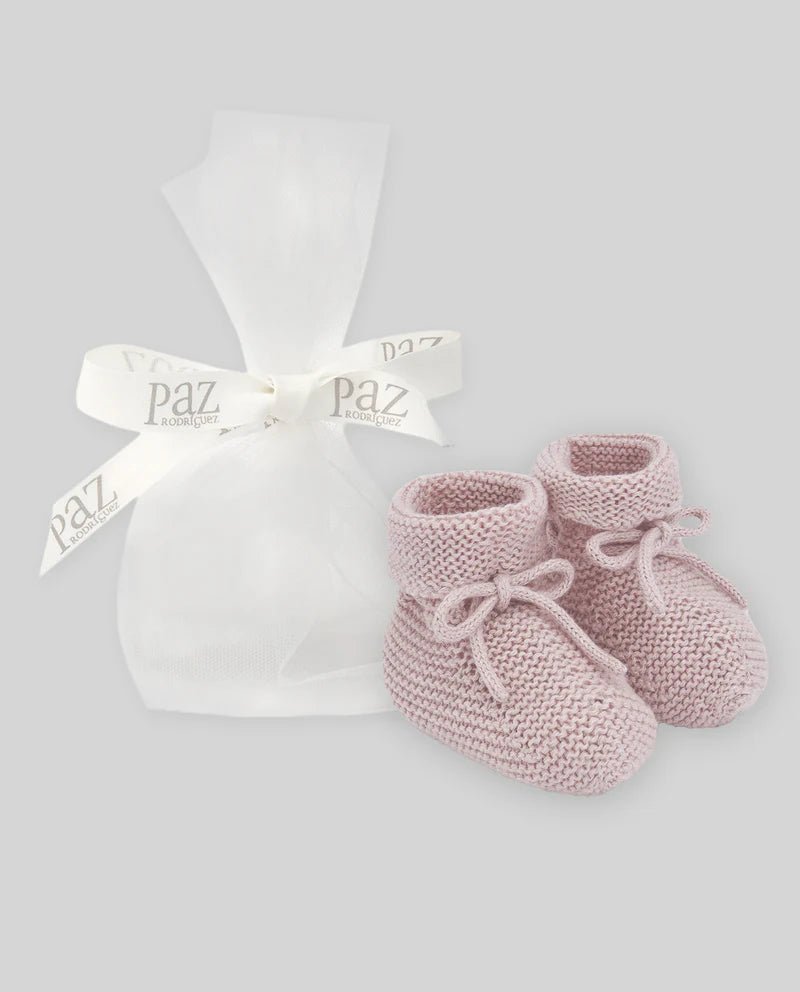 SCARPINE NEONATO IN LANA ROSA PALO PAZ RODRIGUEZ - Angel Luxury