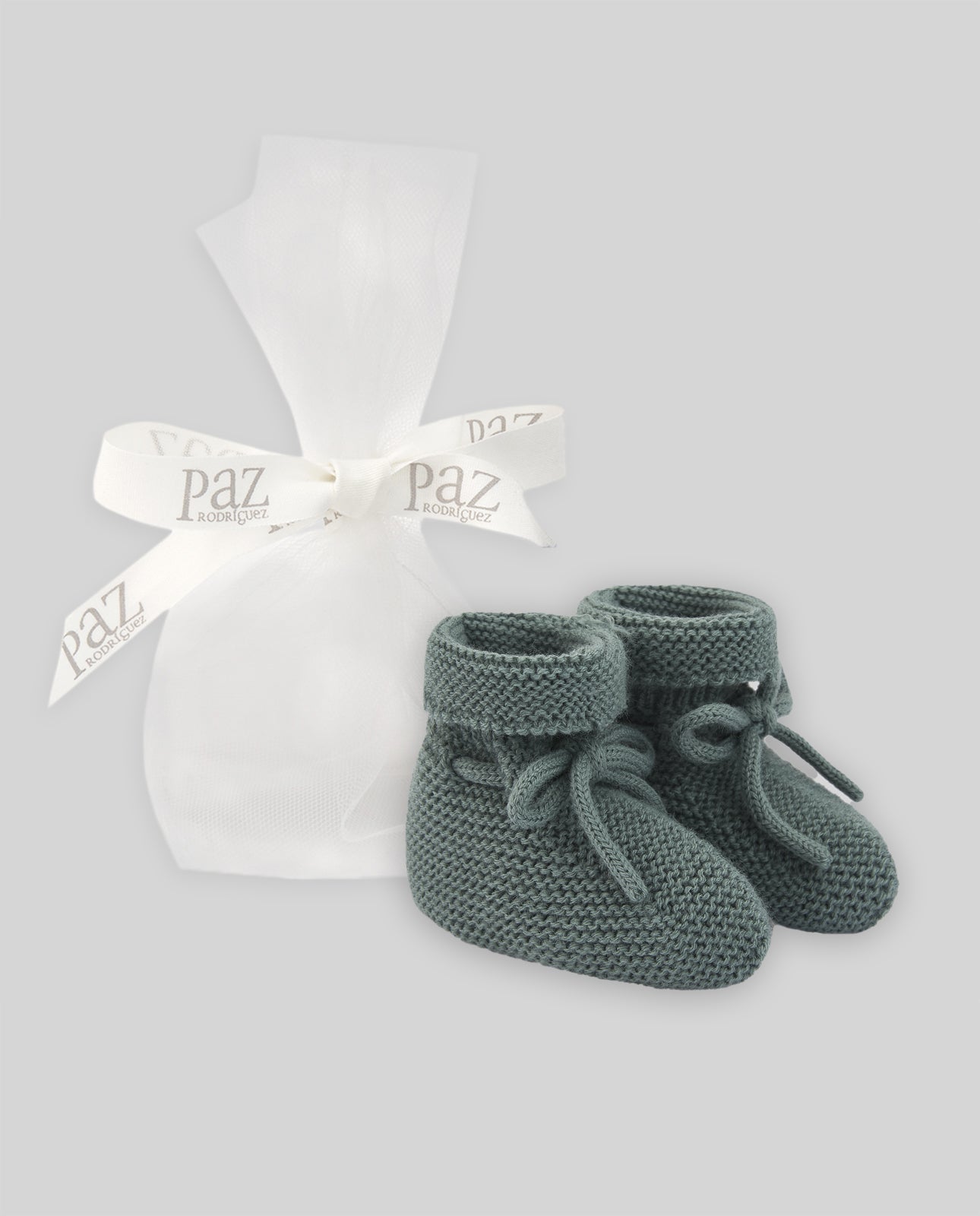 SCARPINE NEONATO IN LANA VERDE ABETO PAZ RODRIGUEZ - Angel Luxury