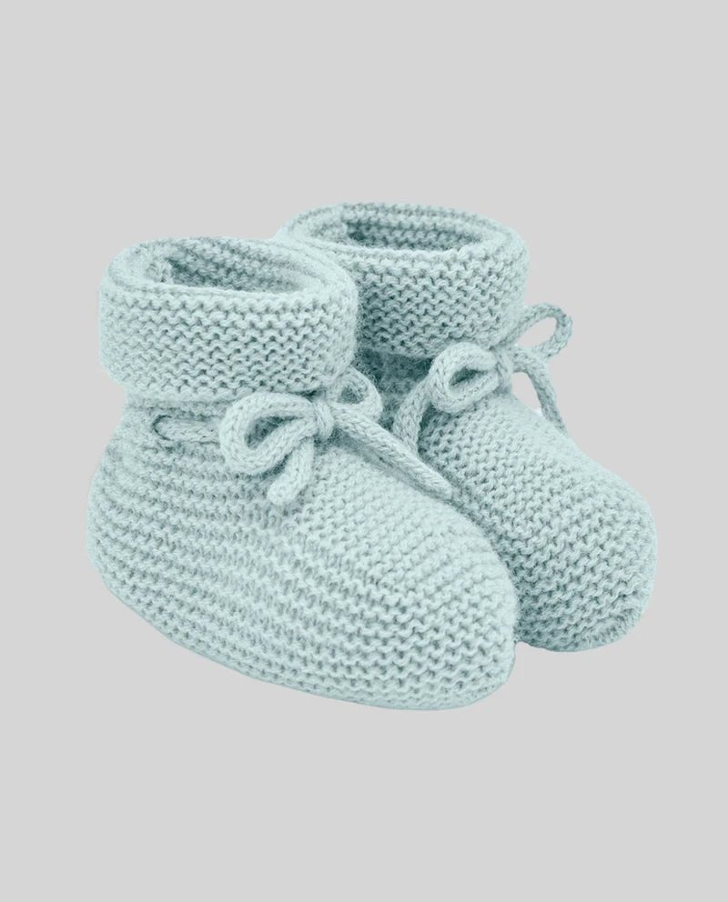 SCARPINE NEONATO IN LANA VERDE ACQUA PAZ RODRIGUEZ - Angel Luxury