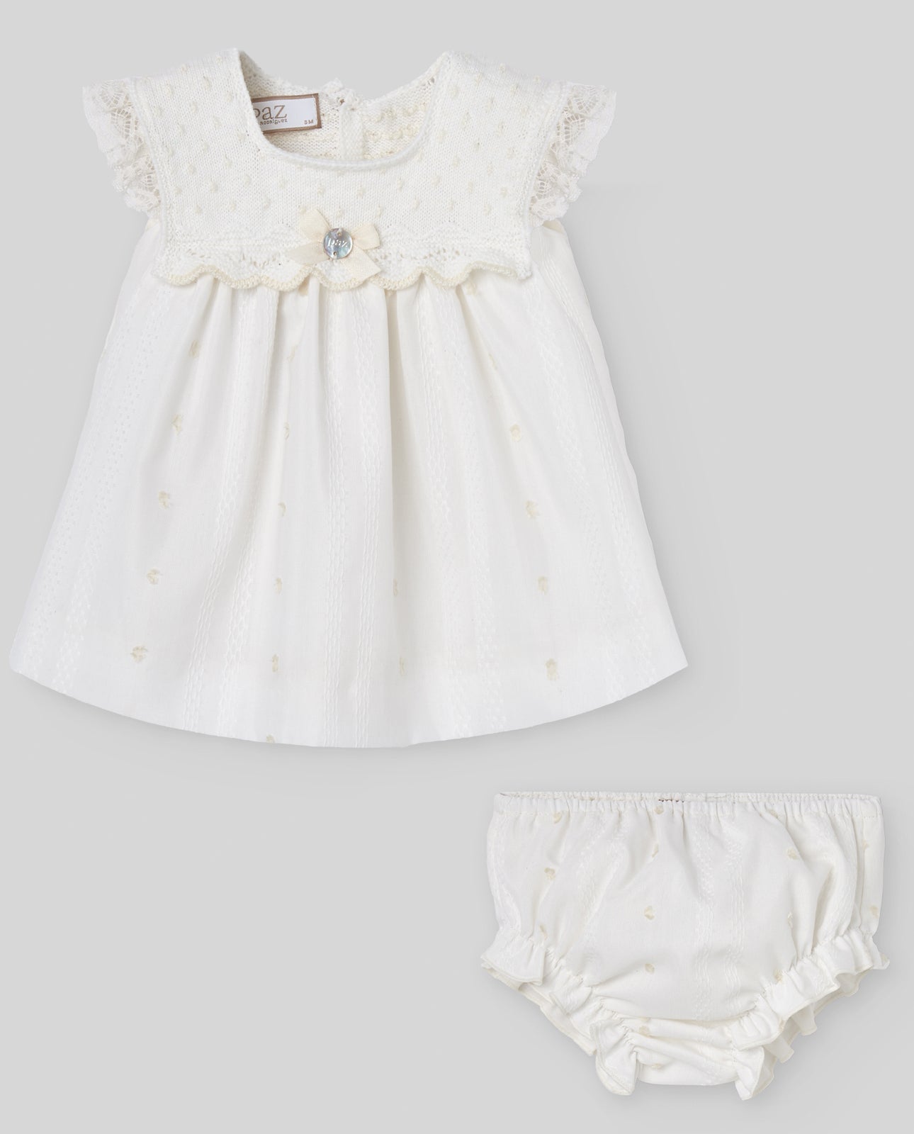 SET ABITO + MUTANDINA BIANCA NEONATA PAZ RODRIGUEZ - Angel Luxury