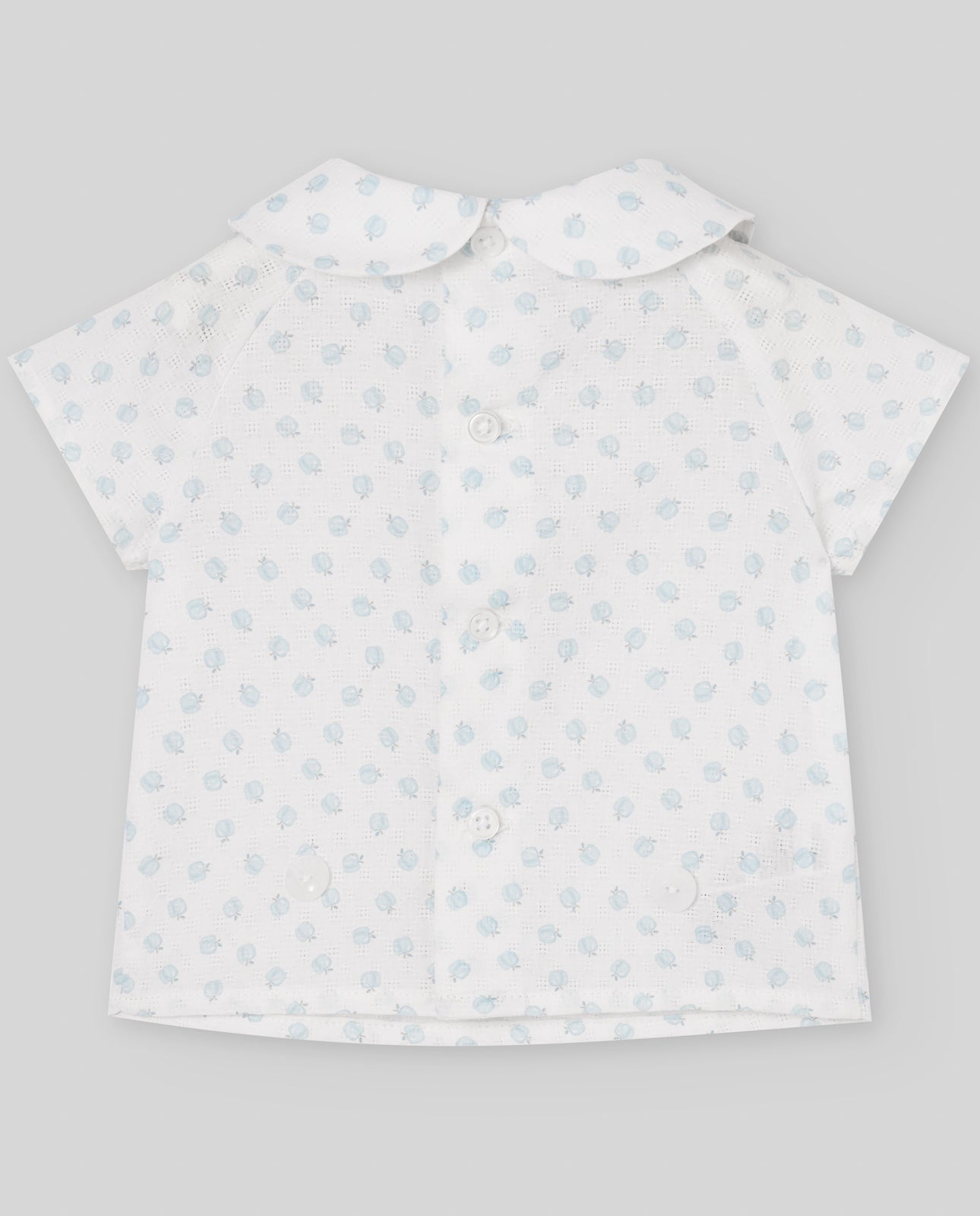 SET CAMICIA BIANCA A FANTASIA + BERMUDA AZZURRO PAZ RODRIGUEZ - Angel Luxury