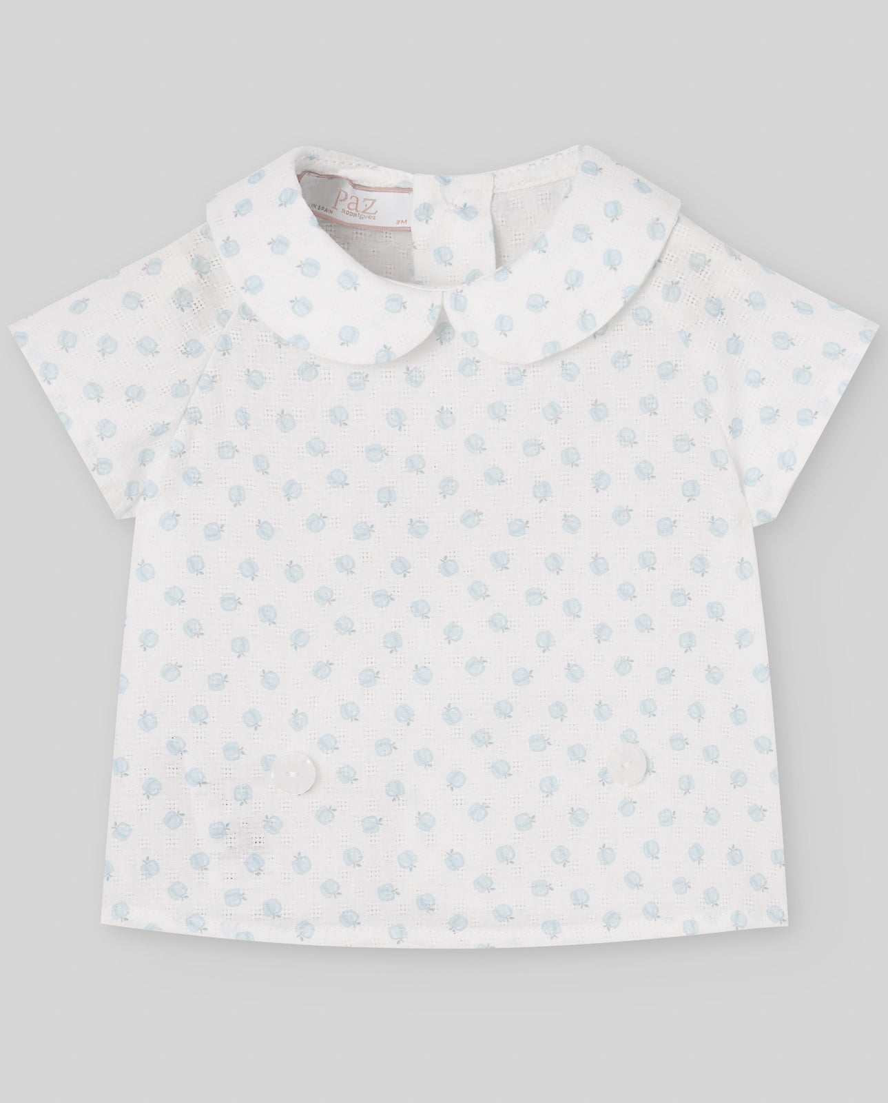 SET CAMICIA BIANCA A FANTASIA + BERMUDA AZZURRO PAZ RODRIGUEZ - Angel Luxury