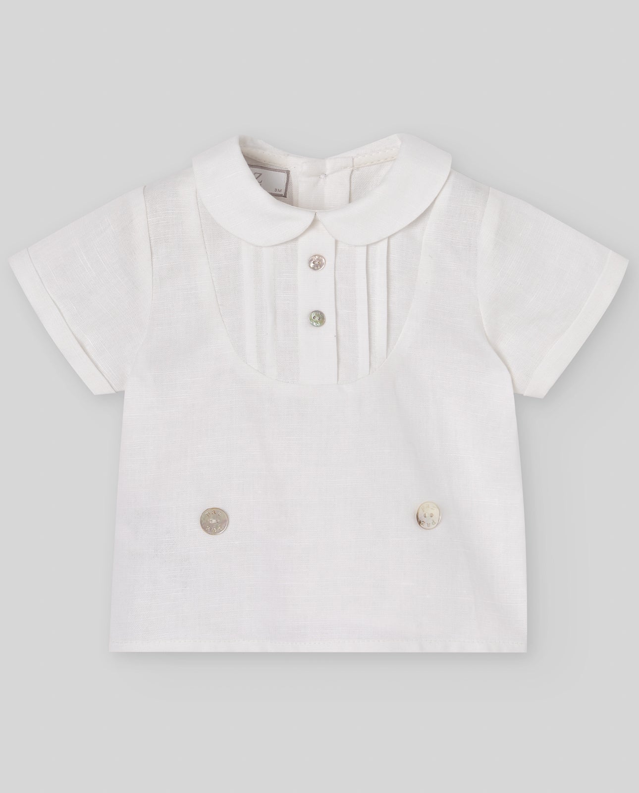 SET CAMICIA BIANCA + BERMUDA VERDE NEONATO PAZ RODRIGUEZ - Angel Luxury