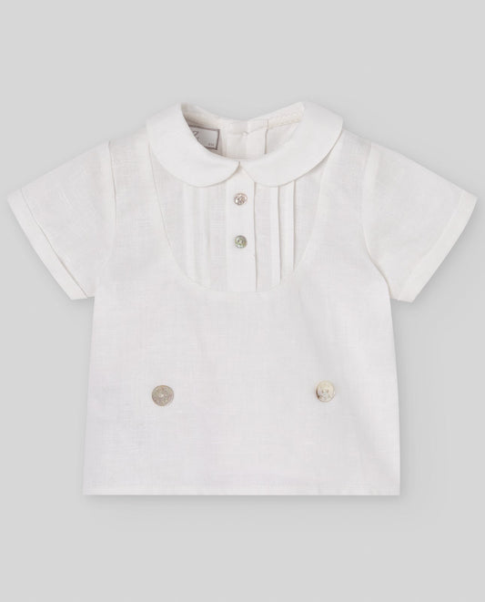 SET CAMICIA BIANCA + BERMUDA VERDE NEONATO PAZ RODRIGUEZ - Angel Luxury