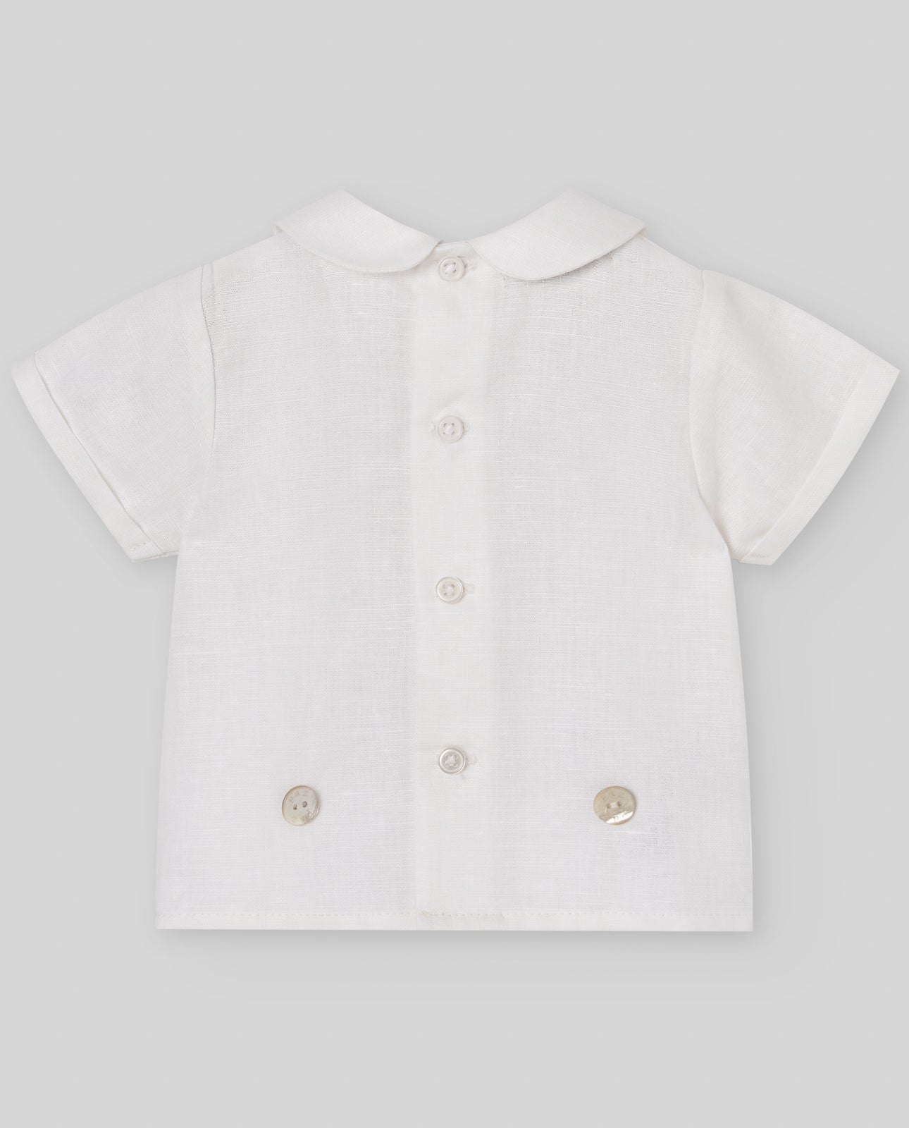 SET CAMICIA BIANCA + BERMUDA VERDE NEONATO PAZ RODRIGUEZ - Angel Luxury
