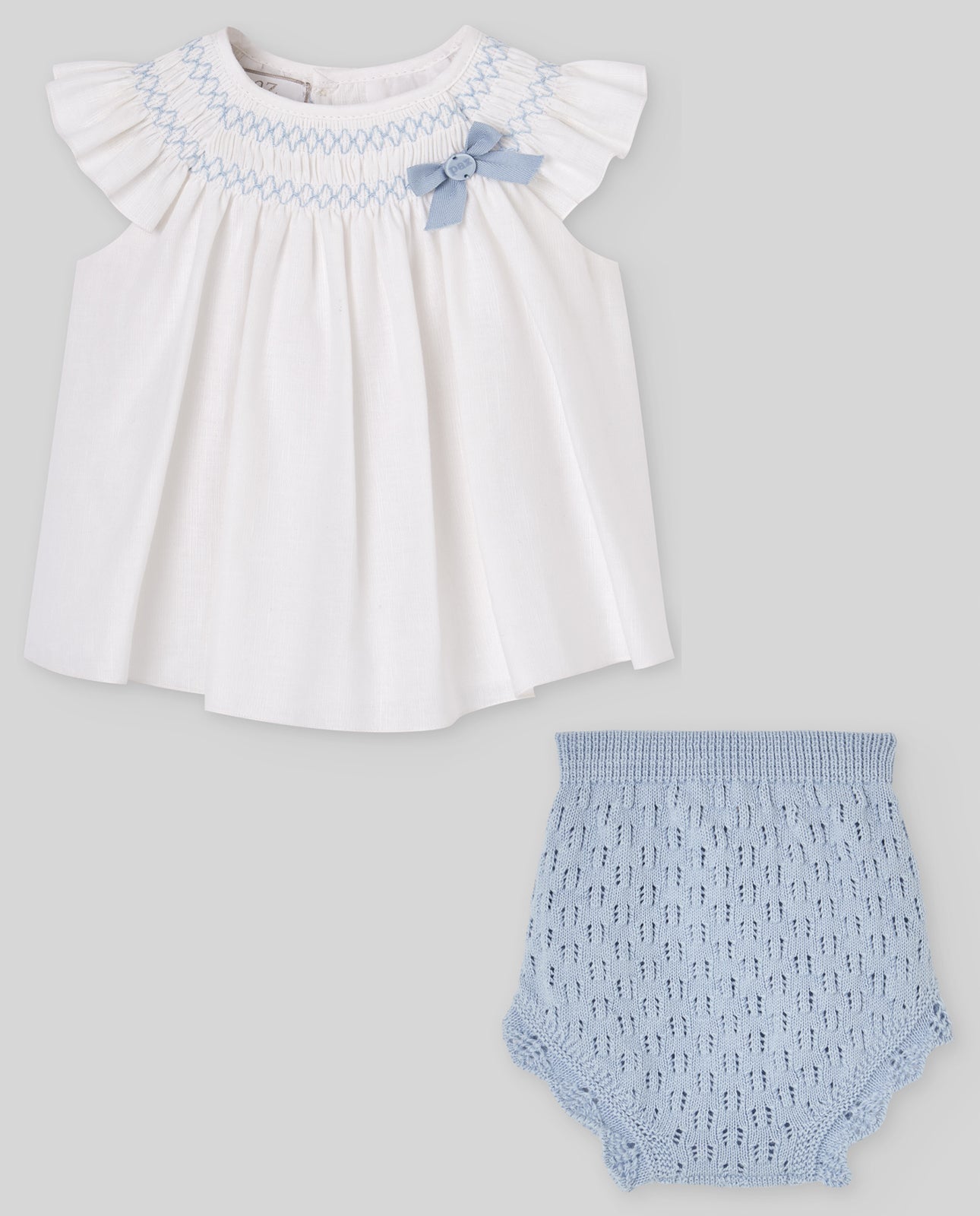 SET CAMICIA + CULOTTE AZZURRA PAZ RODRIGUEZ NEONATA - Angel Luxury