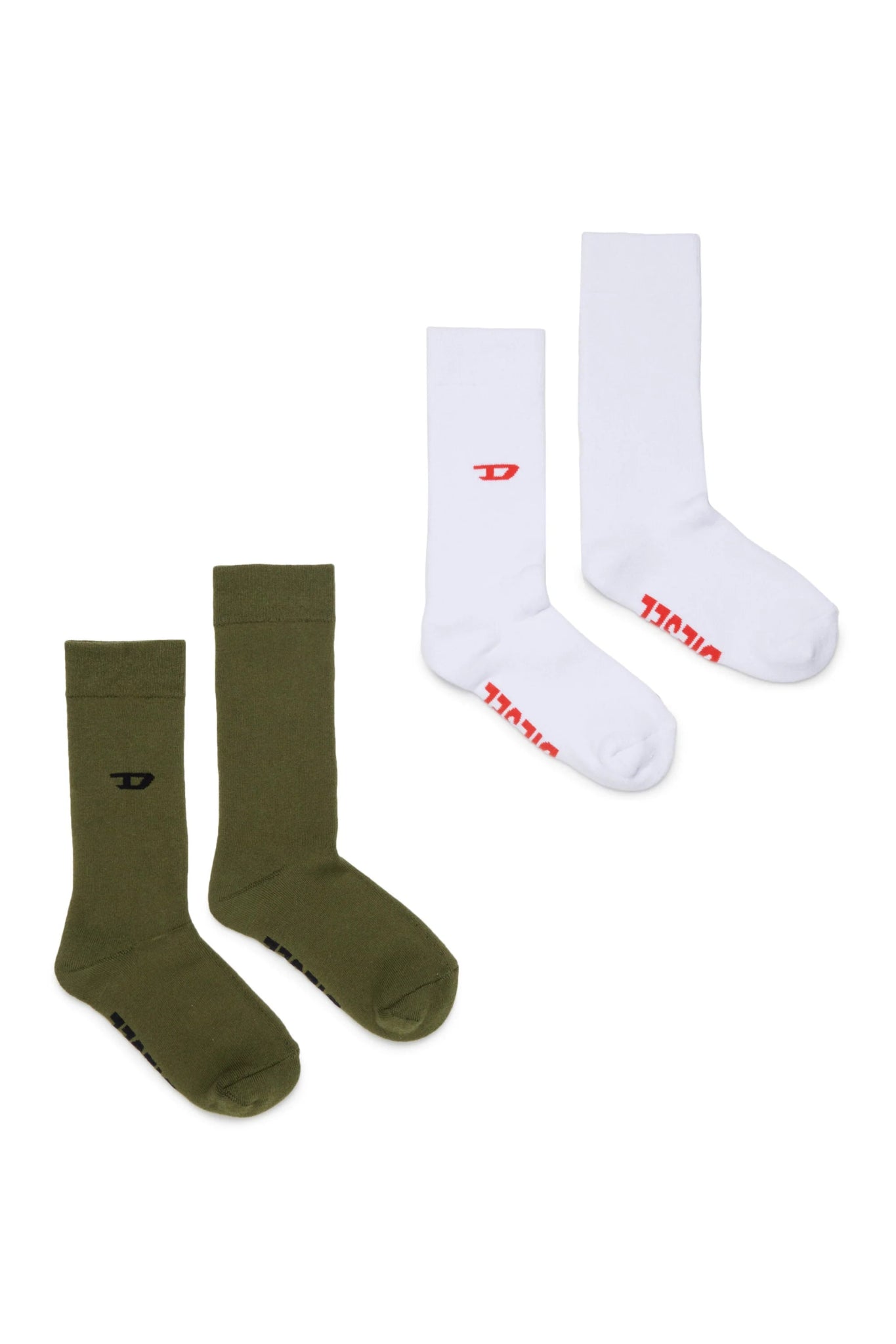 SET DI CALZINI BIANCO/VERDE CON LOGO DIESEL - Angel Luxury