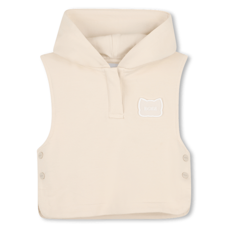 SET DI T - SHIRT+FELPA+BERMUDA BEIGE CON LOGO GOMMATO BIANCO BOSS - Angel Luxury