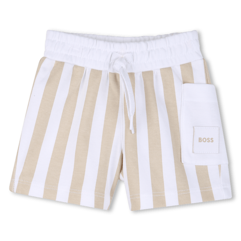 SET T - SHIRT + BERMUDA A RIGHE BIANCO E BEIGE BOSS - Angel Luxury