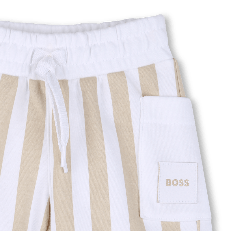 SET T - SHIRT + BERMUDA A RIGHE BIANCO E BEIGE BOSS - Angel Luxury
