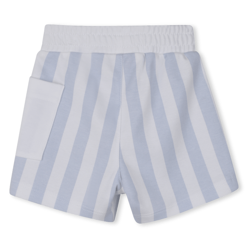 SET T - SHIRT E BERMUDA A RIGHE BIANCO E AZZURO CON LOGO BIANCO BOSS - Angel Luxury