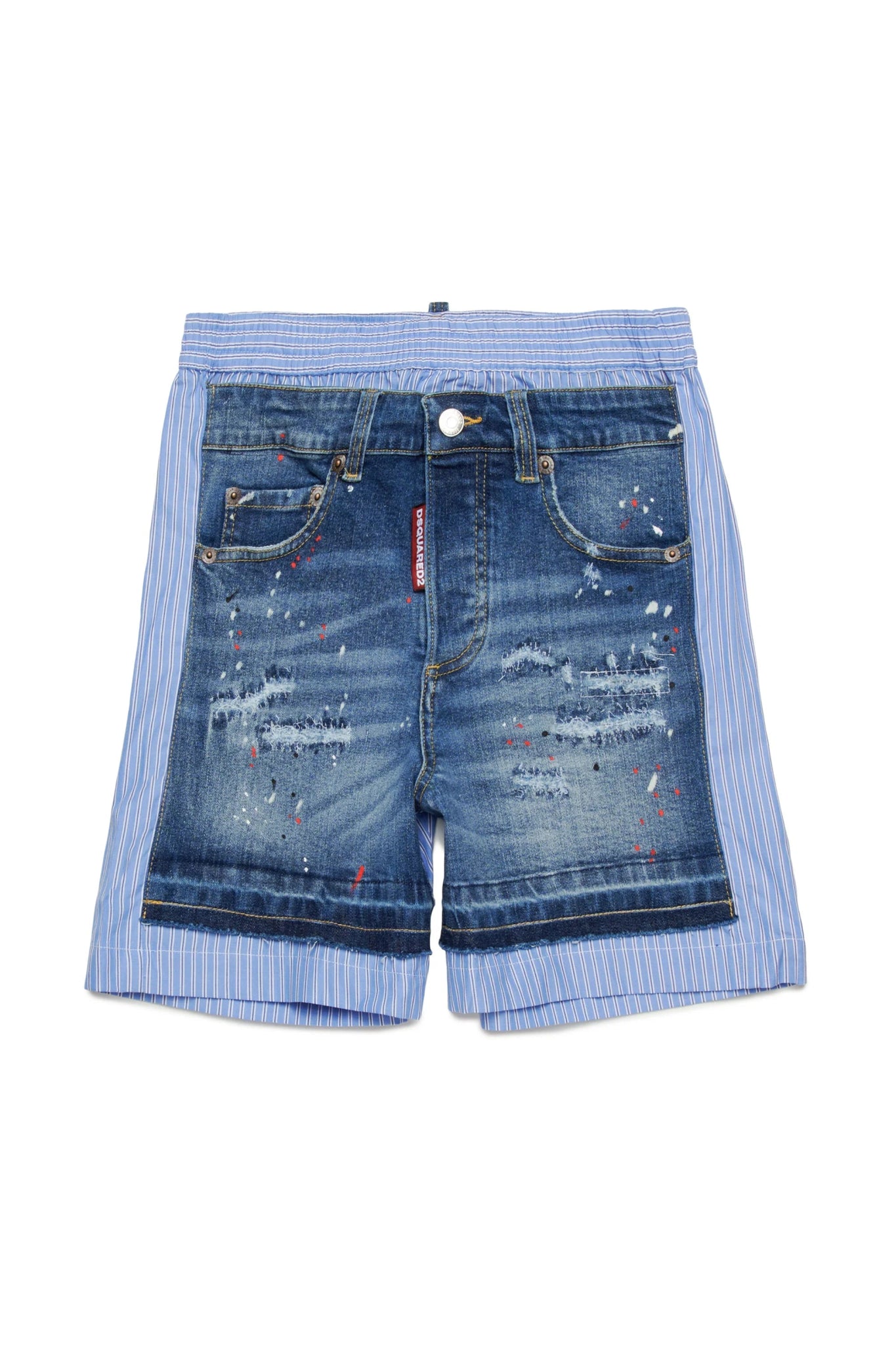 SHORTS A RIGHE CON INSERTO DENIM DSQUARED2 - Angel Luxury