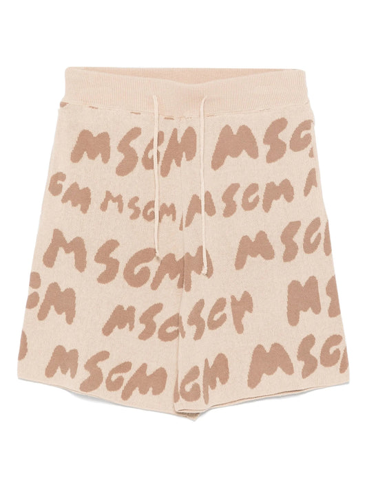 SHORTS BEIGE LOGATA MSGM - Angel Luxury