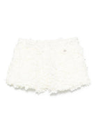 SHORTS BIANCO CON FIORI APPLICATI DOUUOD - Angel Luxury