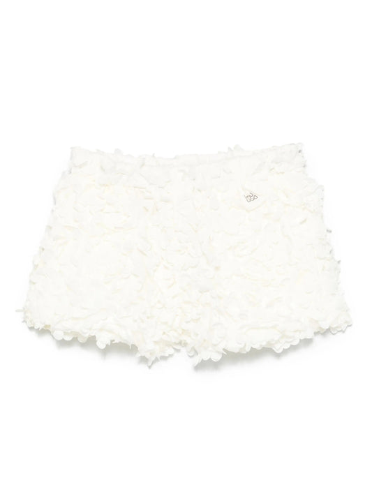 SHORTS BIANCO CON FIORI APPLICATI DOUUOD - Angel Luxury