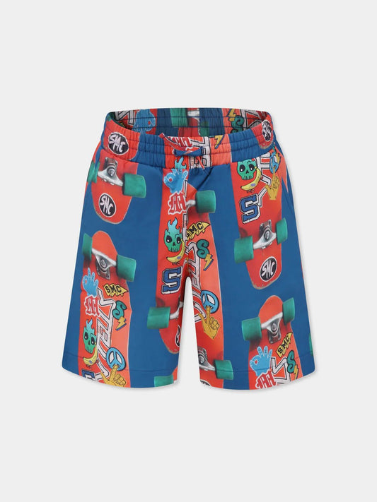 SHORTS CON FANTASIA BLU/ROSSO STELLA MCCARTNEY - Angel Luxury