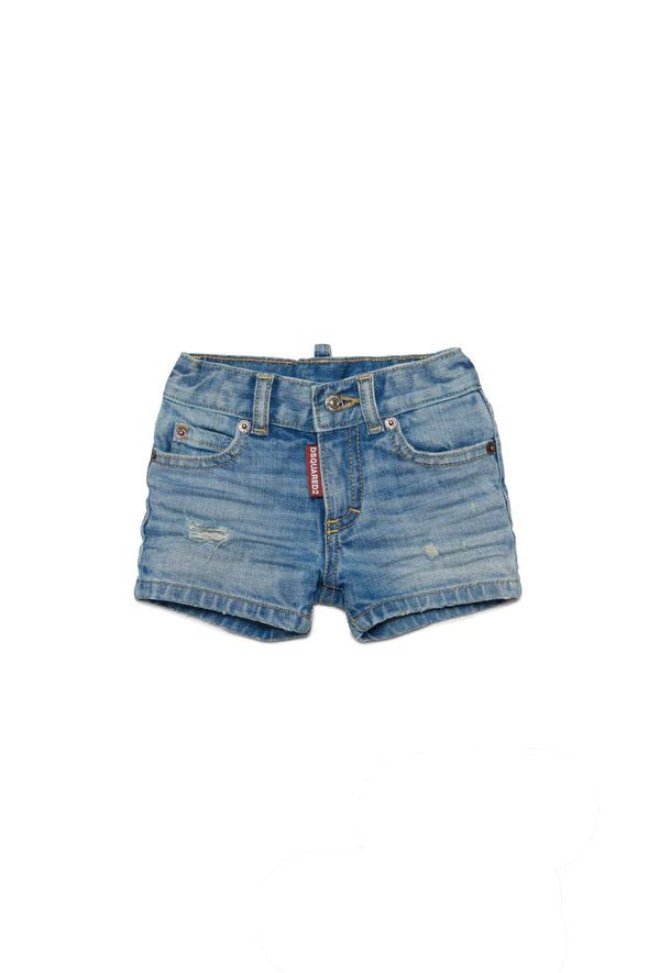 SHORTS IN DENIM CHIARO CON ROTTURE DSQUARED2 - Angel Luxury