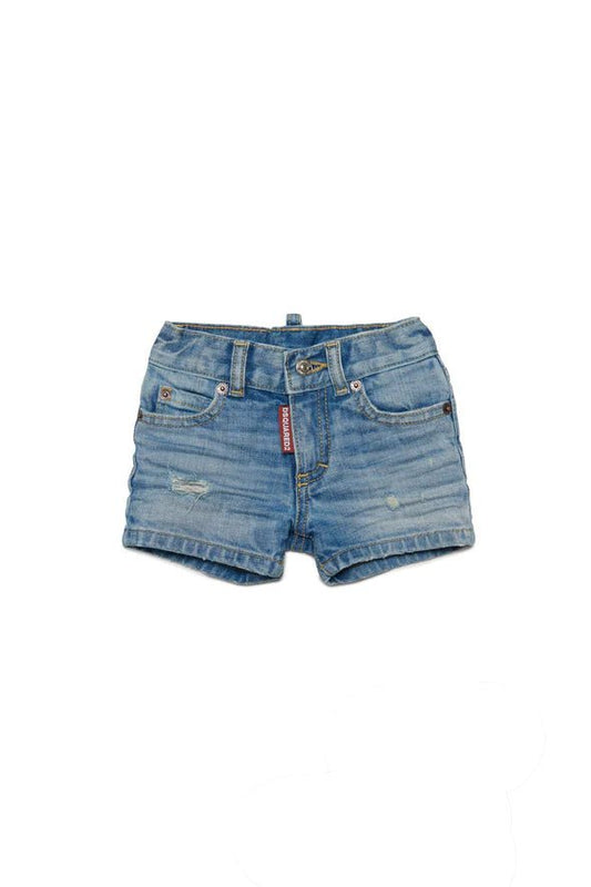 SHORTS IN DENIM CHIARO CON ROTTURE DSQUARED2 - Angel Luxury