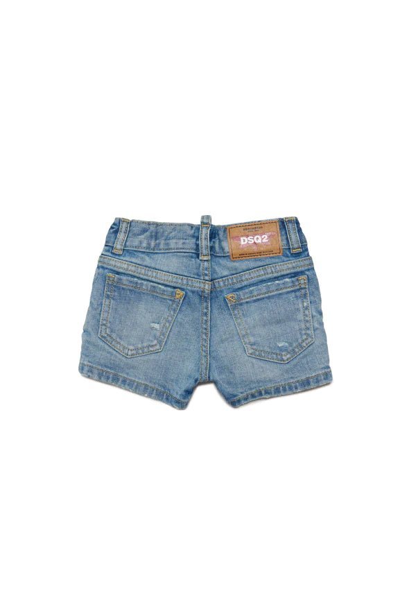 SHORTS IN DENIM CHIARO CON ROTTURE DSQUARED2 - Angel Luxury