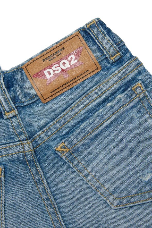 SHORTS IN DENIM CHIARO CON ROTTURE DSQUARED2 - Angel Luxury