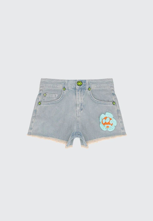 SHORTS IN DENIM CON APPLICAZIONI IN UNCINETTO BARROW - Angel Luxury