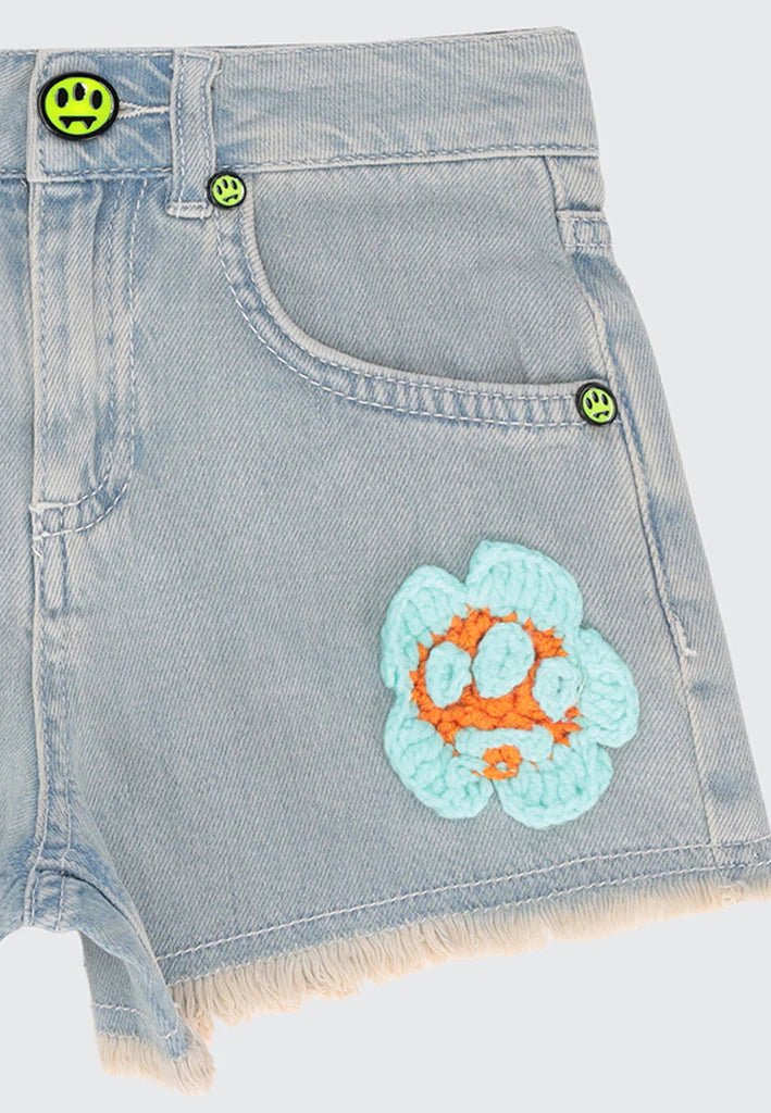 SHORTS IN DENIM CON APPLICAZIONI IN UNCINETTO BARROW - Angel Luxury