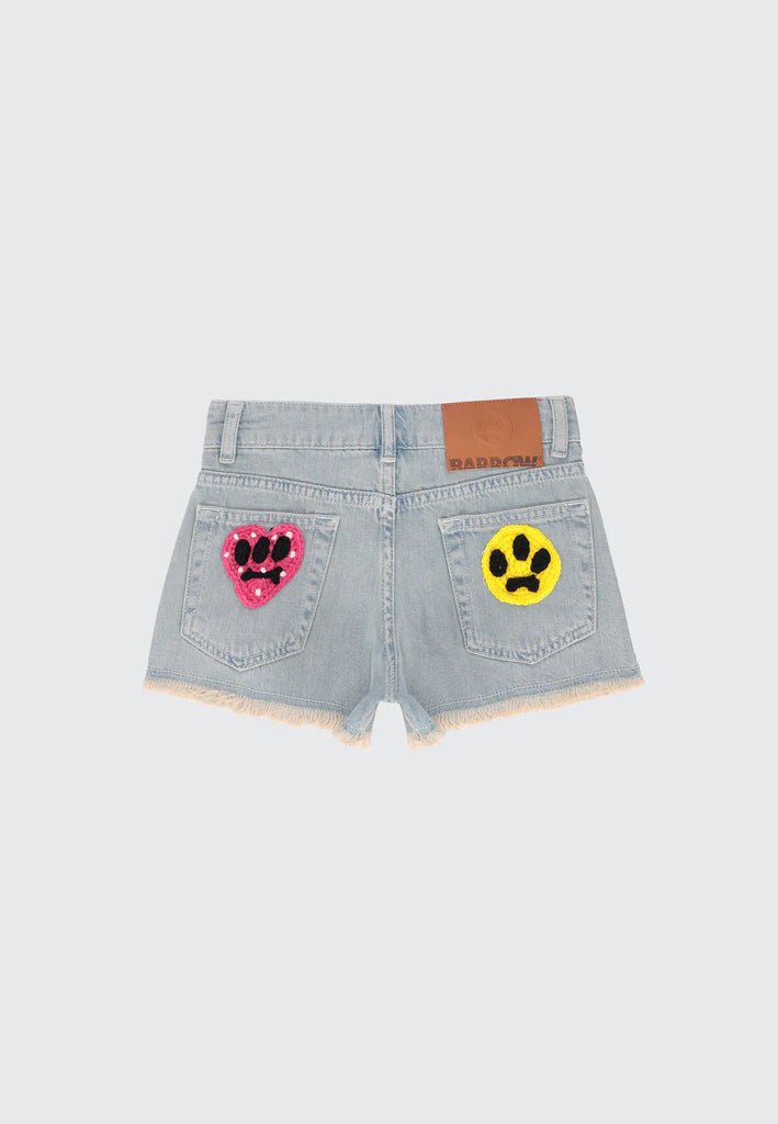 SHORTS IN DENIM CON APPLICAZIONI IN UNCINETTO BARROW - Angel Luxury
