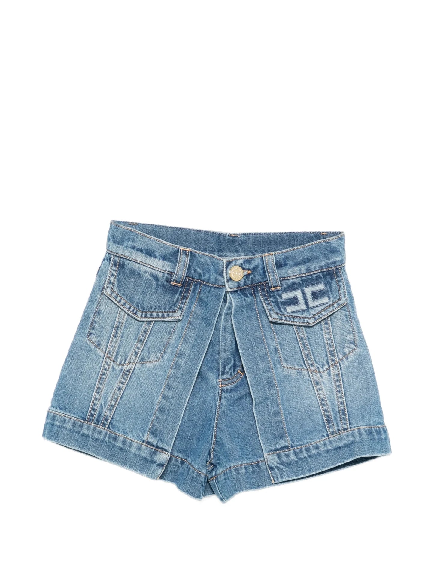 SHORTS IN DENIM CON LOGO IN RILIEVO ELISABETTA FRANCHI - Angel Luxury