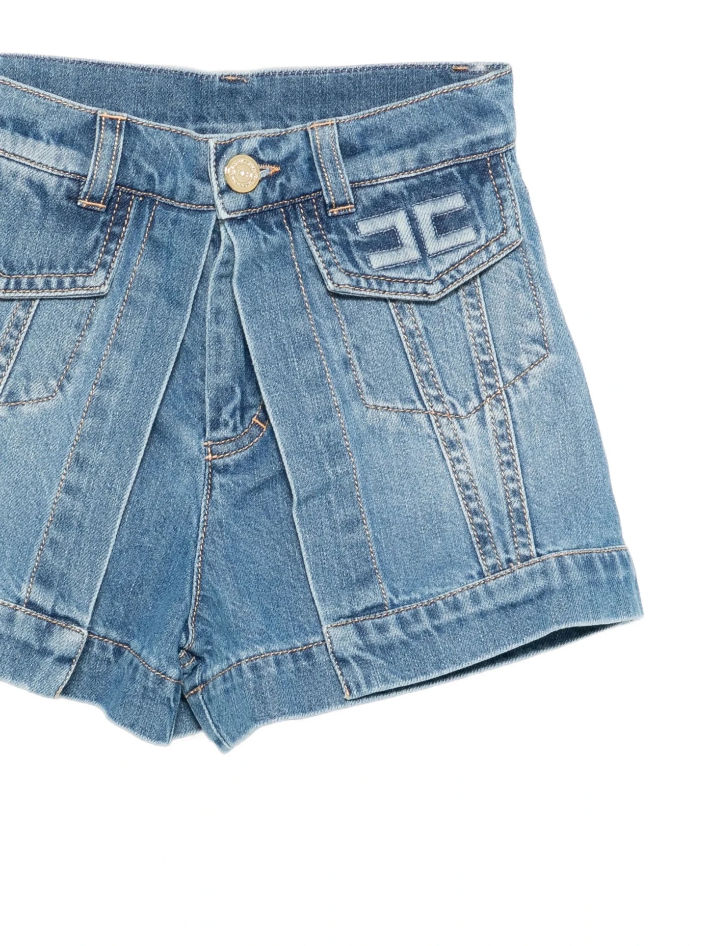 SHORTS IN DENIM CON LOGO IN RILIEVO ELISABETTA FRANCHI - Angel Luxury