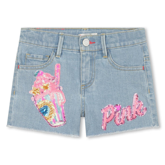 SHORTS IN DENIM GELATO PINK - Angel Luxury