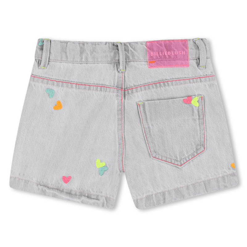 SHORTS IN DENIM GRIGIO CON CUORI FLUO BILLIEBLUSH - Angel Luxury
