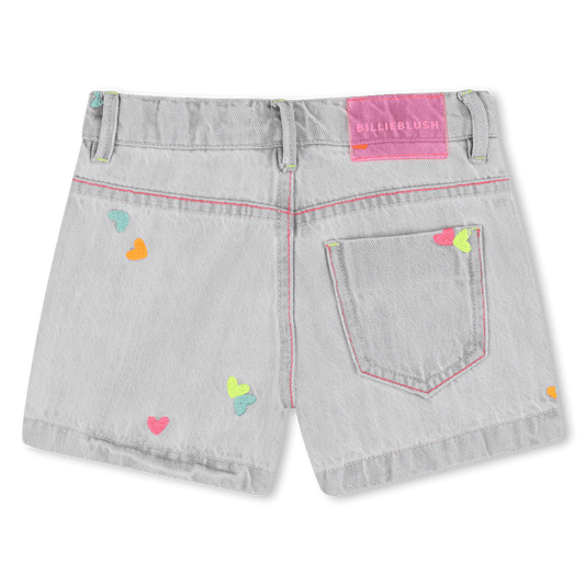 SHORTS IN DENIM GRIGIO CON CUORI FLUO BILLIEBLUSH - Angel Luxury