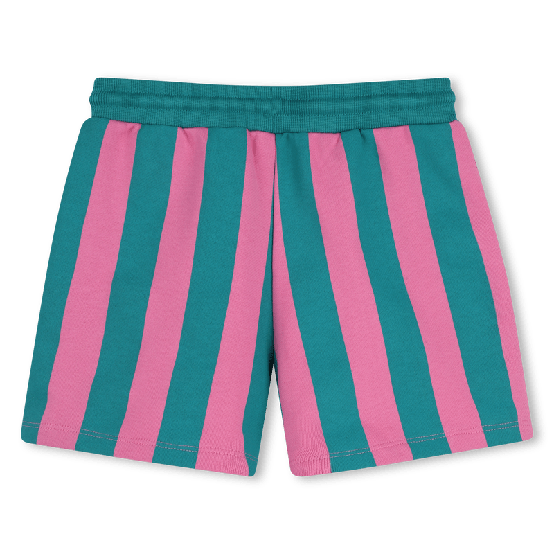 SHORTS IN FELPA A RIGHE ROSA E VERDE OLIVA KIDS AROUND - Angel Luxury